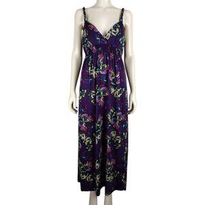 No Boundaries Purple Knit Butterfly Print Empire Waist Maxi Tank Dress Size L